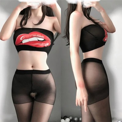 Split Body Wild Big Mouth Wrapped Bra Tank Top Sexy Backless Tube Top