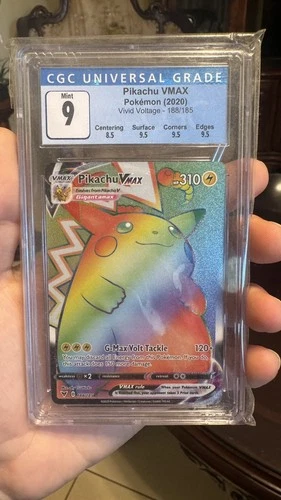 CGC 9 Pikachu Vmax 188/185 Pokemon Vivid Voltage Rainbow w/ Subgrades
