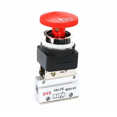 MOV-03 G1/8'' 2 Positions 3 Ways Push Button Red   Air Mechanical Valve #tk