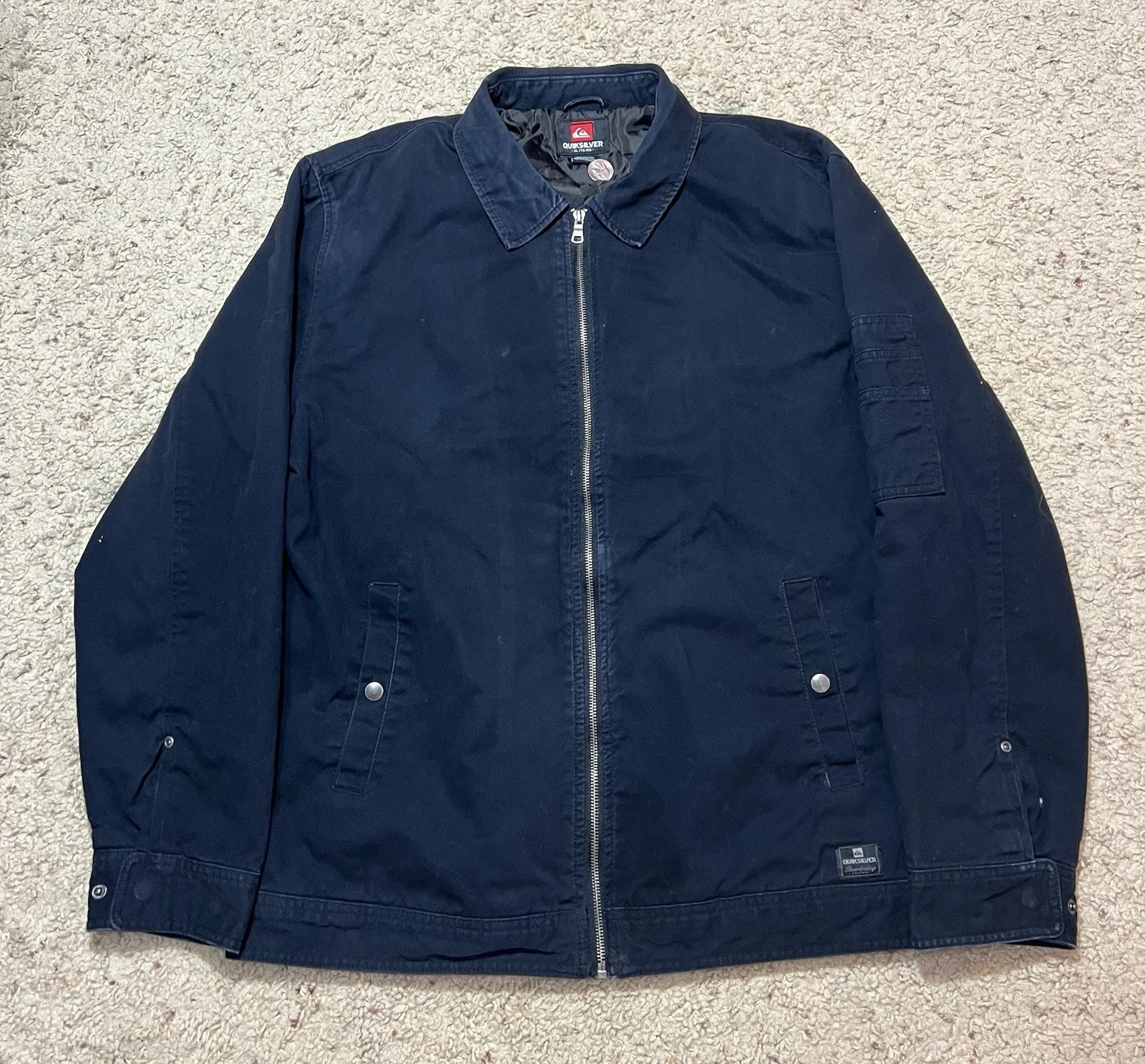 Quiksilver Jacket Mens XL Black Field Chore Canvas Bomber Full Zip Snap Quilted
Opens in a new windo