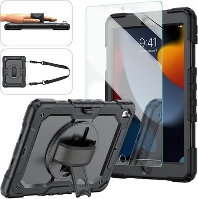 Funda iPad 10.2'' 9ª/8ª/7ª gen con protector vidrio 360° soporte correa mano