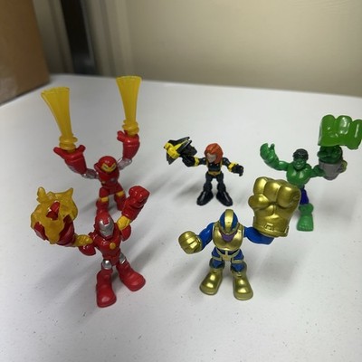 5x Playskool Marvel Super Heroes Power Up Thanos Iron Man Black Widow Hulkbuster