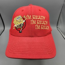 Vintage Nickelodeon Spongebob Hat I'm Ready 2004 Viacom Flexfit M/L Red Cap