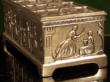 antik K&auml;stchen Schatulle Dose England 19. Jahrh. silber versilbert HBT 6x15x7,5