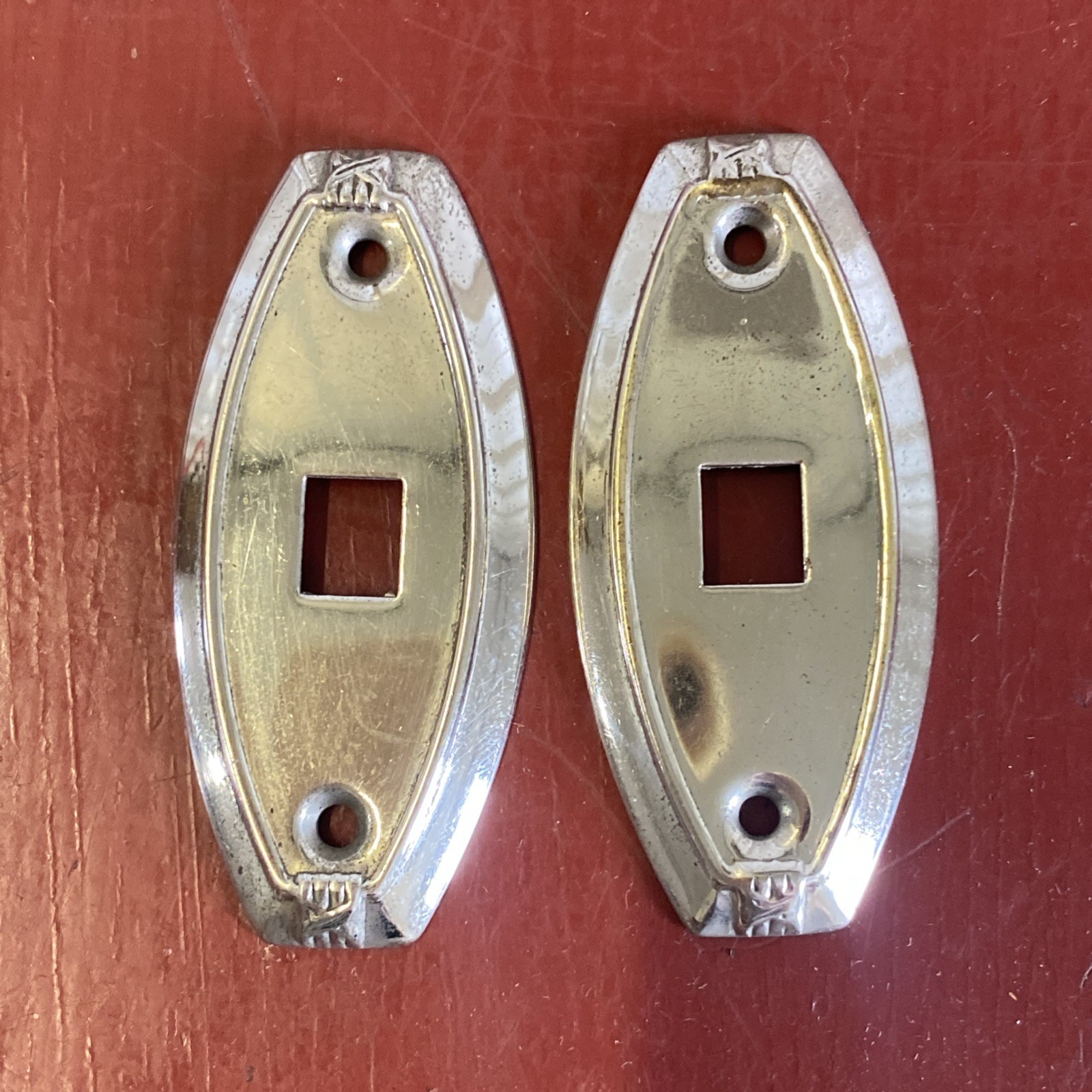 1920 's 1930 's FANCY NICKEL INTERIOR LIGHT SWITCH PLATE PAIR FOR HUPMOBILE