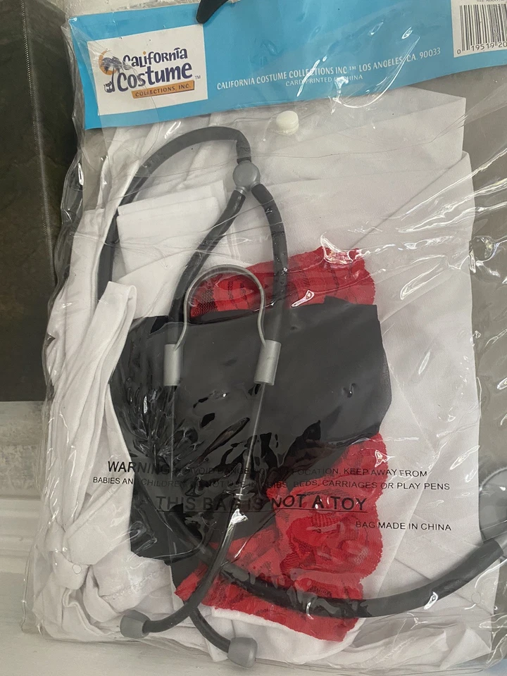 Калифорния белый/красный больницы медсестра костюм для Хэллоуина ~ средний кружевной чулок - Изображение 4 из 4