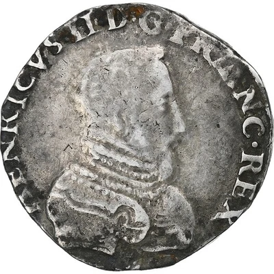 France, Henri II, Teston, 1560, Nantes, Argent, TB, Gadoury:373a - Photo 1/2