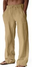 Mens Linen Casual Pants Loose Fit Drawstring Waist Lightweight Summer Beach Yoga