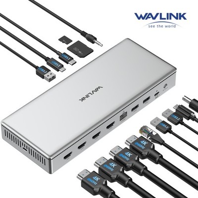 DisplayLink Docking Station HDMI 4K Multi-Monitor Hub for 2/3/4 Displays Laptop