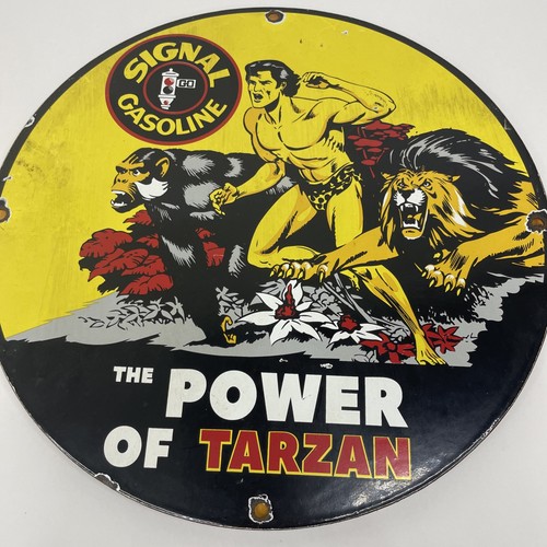 Tarzan GASOLINE PORCELAIN SIGN S/2/D