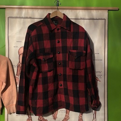 Vintage 50s Hudsons Bay Company Buffalo Plaid Wool Shirt Work Wear Jacket Large