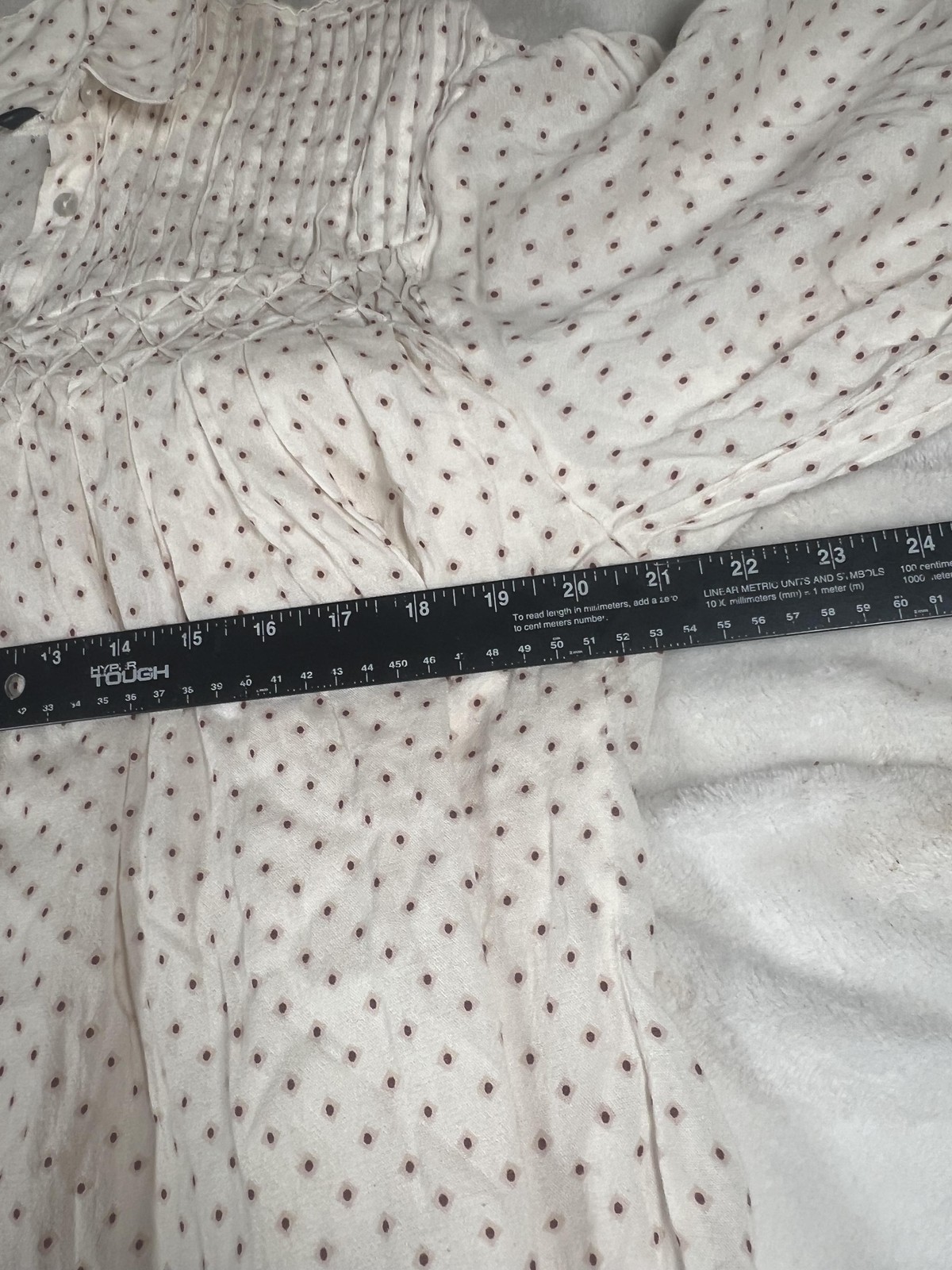 Zara Shirt Womens Small White Polka Dot Ruffle Button Up 3/4 Sleeve Tunic Top thumbnail 9