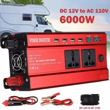 6000W Car Power Inverter DC 12V To AC 110V Pure Sine Wave Solar Converter LCD