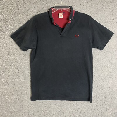 True Religion Polo Shirt Mens XL Red Black Short Sleeve Collared