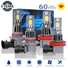 9005 H11 LED Headlight Kit Combo Bulbs 8500K High+Low BEAM Super White Bright
