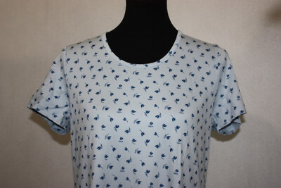 NWOT Lands' End Sz M 10-12 Light Blue Floral Cotton Knit T-Shirt Dress |  eBay