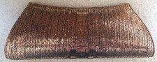 Auth Discontinued Brand New Nancy Gonzalez Genuine Python Metallic Bronze Clutch