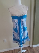 Free People Sheath Dress womens mini casual festival dress euc linen/lace sz 10