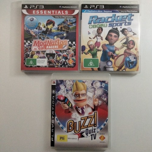 PS3 Sony PlayStation 3 PAL Video Game Bundle Lot x 3 ModNation / Buzz / Racket