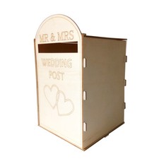 DIY Wooden Wedding Mailbox Post Box with Lock Rustic Hollow Gift  E3E3
