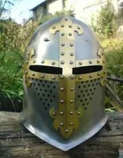 Medieval Armor Crusader Knight Cosplay Templar Knight Helmet for LARP, Cosplay,