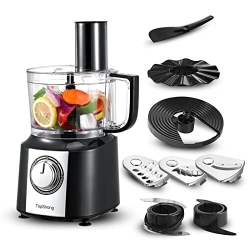 Robot da Cucina Compatto TopStrong 800W | Food Processor 2L Nero