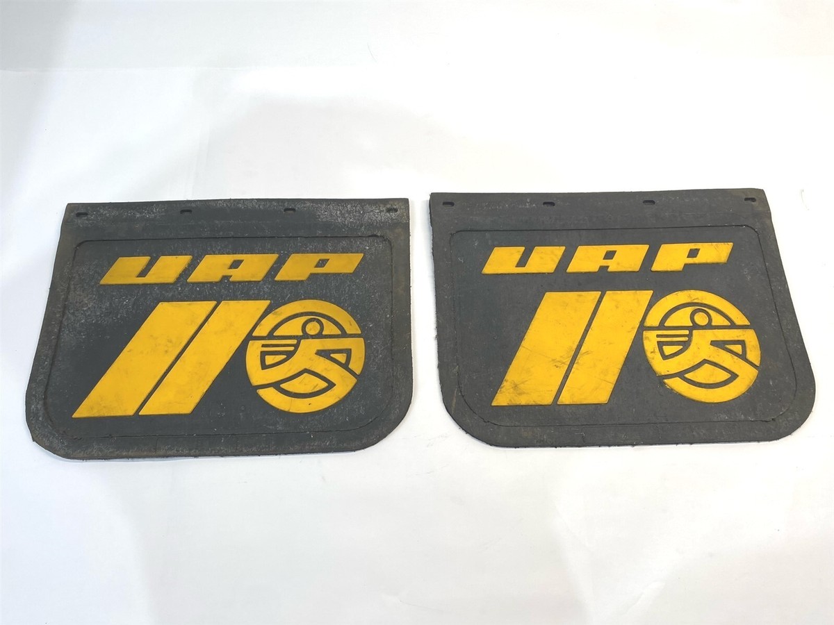 VINTAGE 70'S 80'S MUD FLAP PAIR WITH YELLOW UAP LOGO 20-1/8
