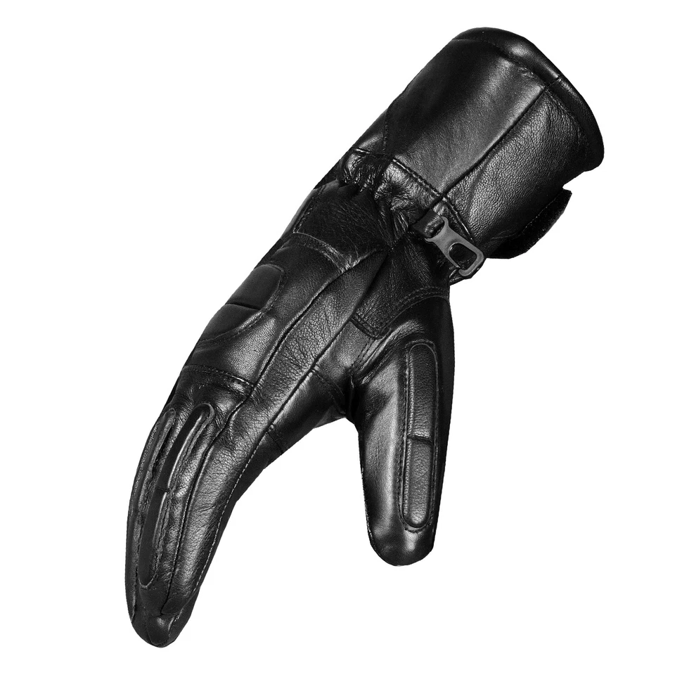 Men’s Winter Gauntlet Motorcycle Gloves, 100% Natural Sheep Leather Thinsulate - Image 4 of 4