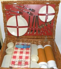 Brooks Brothers Wicker Picnic Basket Made in England