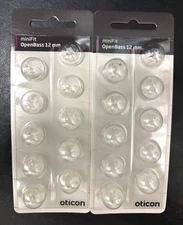 2 Pack Oticon miniFit 12mm OpenBass Domes For Hearing Aids/20 Domes Total