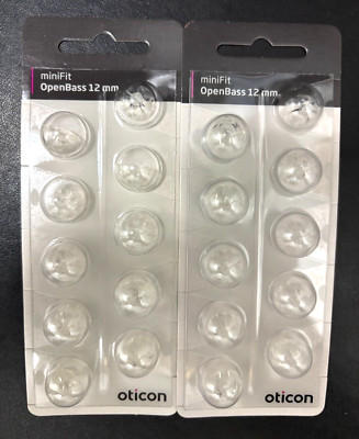 2 Pack Oticon miniFit 12mm OpenBass Domes For Hearing Aids/20 Domes Total