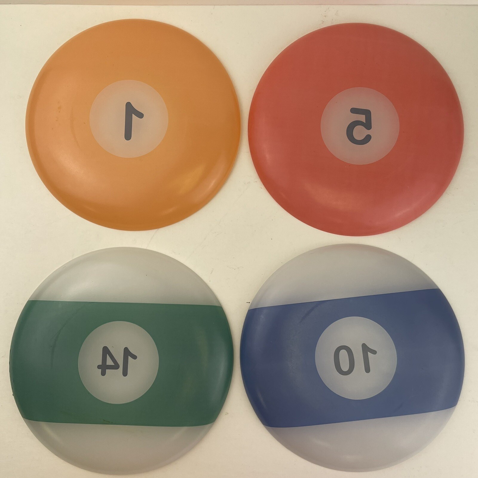 4 Luminarc Pool Ball Parlor Plates Glass Billiards Set Dessert 8