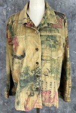 Chicos Multi Colored Fine Wale Corduroy Asian These Jacket Top sz 3 L/XL 12792