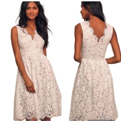 Lulu's Love Swept White Lace Midi Skater Dress Size XS | eBay