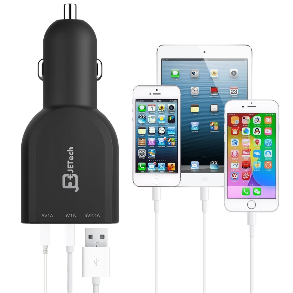 JETech Car Charger with 3-Port USB 4.4A Rapid Cigarette Charger - Image 4 of 4