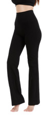 Women's Cotton Spandex High Rise Straight Wide Leg Yoga Pants Leggings