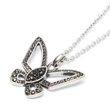 Charm Butterfly Necklace with Jet and cubic zirconia stainless steel By Controse