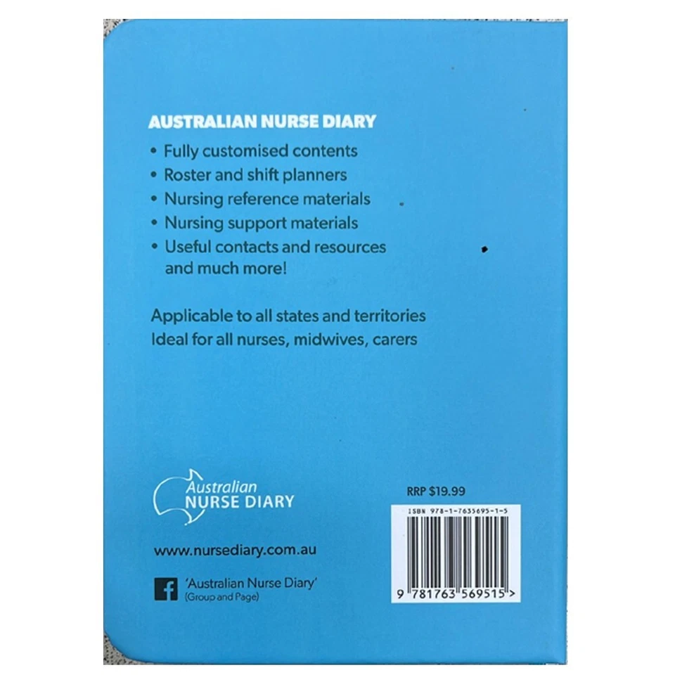 2025 Australian Nurse Pocket Size 120 x 90mm Health Body Hard Cover Blue Diary - Image 3 of 3
