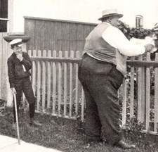 Antique 1919 Photo Fattest man in Goderich Canada 460 Pounds Young Boy Scheming