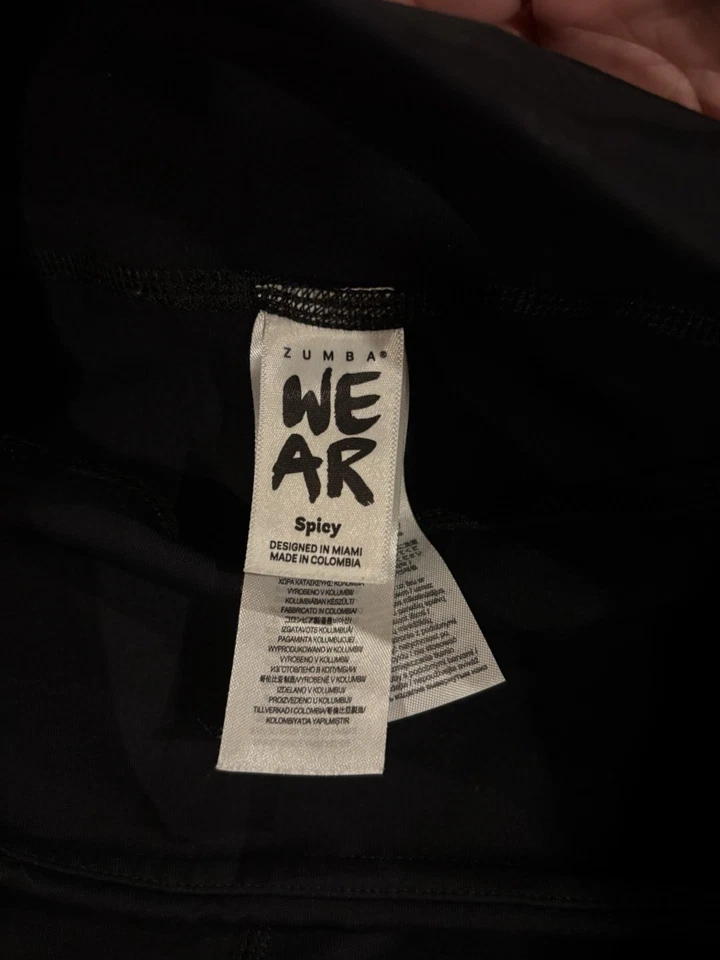 Used Zumba Black High Rise Ankle Leggings S Small Spicy Neon Green Pink Orange — 第 4/4 张图片