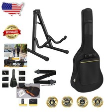 Deluxe Guitar Accessories Kit: Gig Bag, Folding Stand & Strap