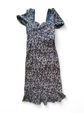 Blue White Free People Reformation Inspired Floral Midi Dress Size 8