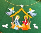 Vtg Christmas Nativity Felt Applique Tree Skirt Made from Bucilla Kit 3579