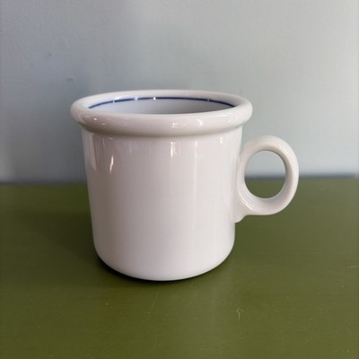 DANSK Eslau Denmark Tue Poulsen Mug Blue Rim Stripe Vintage MCM Porcelain Heavy