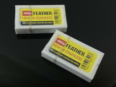 20X FEATHER Hi-Stainless Platinum Coated Double Edge Razor Blades Japan Made
