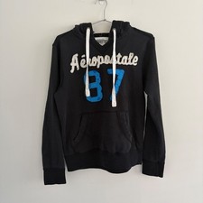 Aeropostale 87 Graphic Pullover Hoodie Black Small