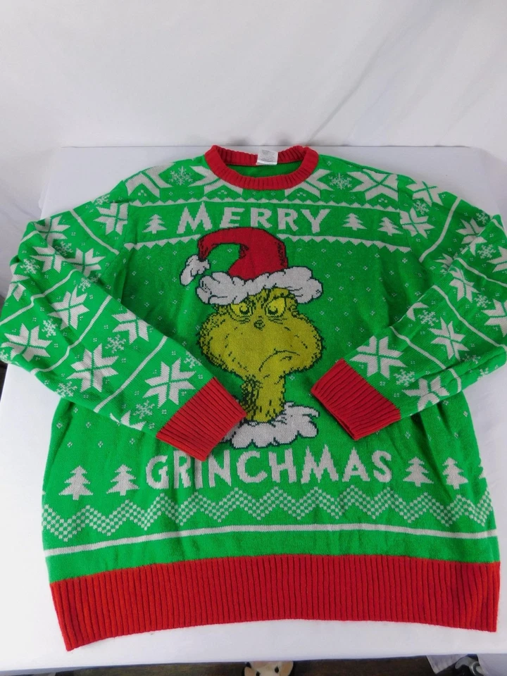 The Grinch Sweater Mens 2XL Green Merry Grinchmas Christmas Pullover Knit - Image 1 of 4