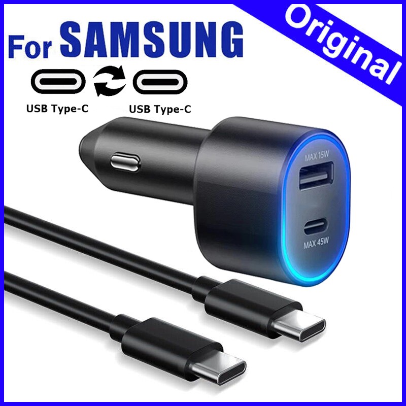 Original 45W Fast Car Charger Type-C Cable For Samsung S26 S25 S24 FE S23 Ultra