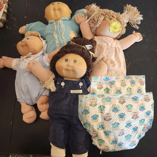 Vintage Cabbage Patch Doll Lot Of 4 1980s Clothes Diapers Socks Outfits EUC