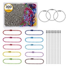 300 PCS Ball Chain Keychain Set, 2.4mm x 4.72 Inch Beaded Chains with Connect...